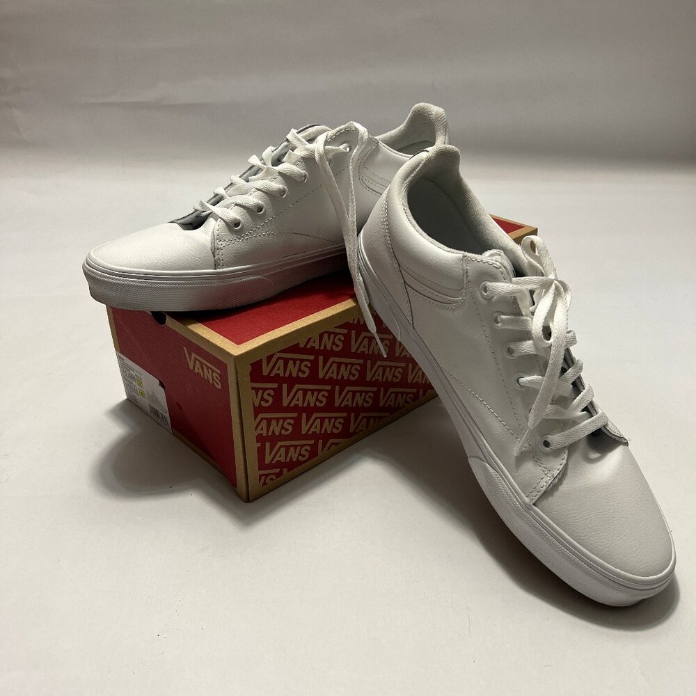 Vans White Leather "Seldan" Low Top Sneaker - Picture 13 of 14
